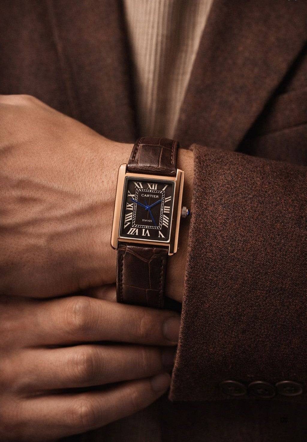 cartier tank top trending design brown colour