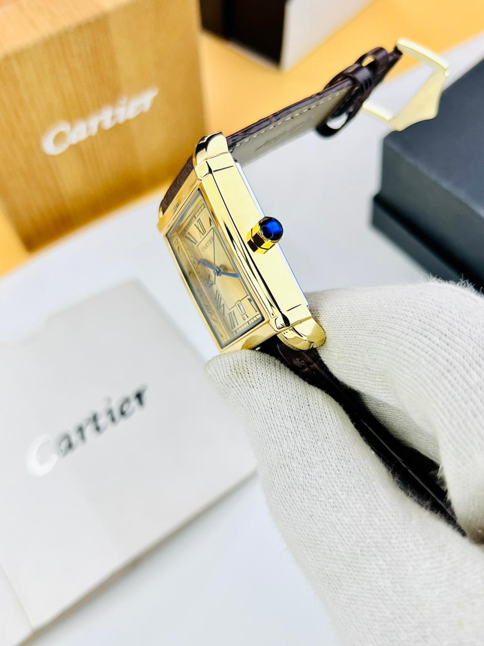 cartier tank most demanding watch for man brown color