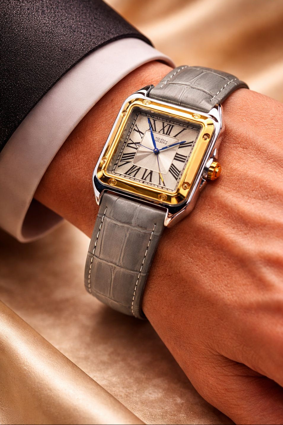 The Emerald Supreme cubex model golden dial watches