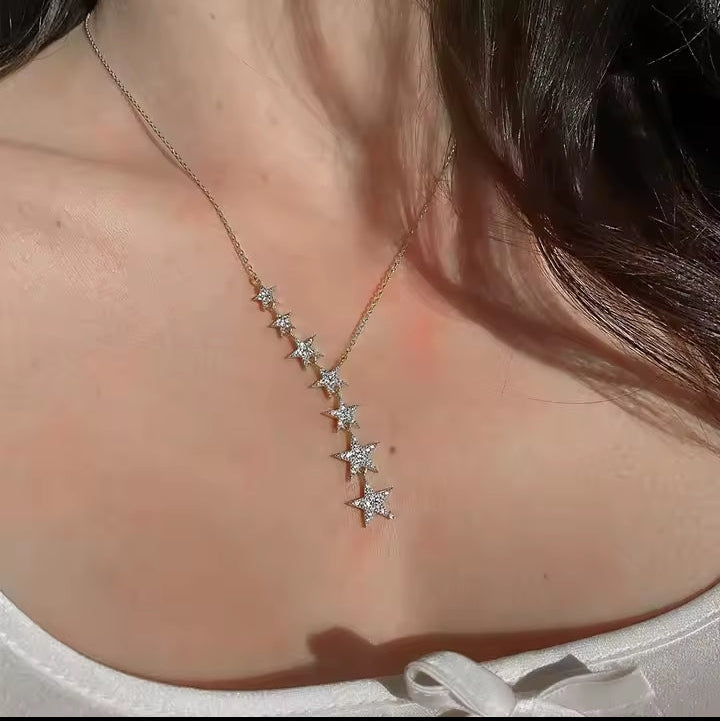 Celestial Cascade Star Drop Necklace