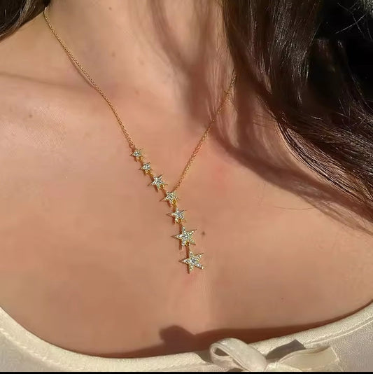 Celestial Cascade Star Drop Necklace