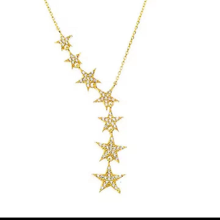 Celestial Cascade Star Drop Necklace