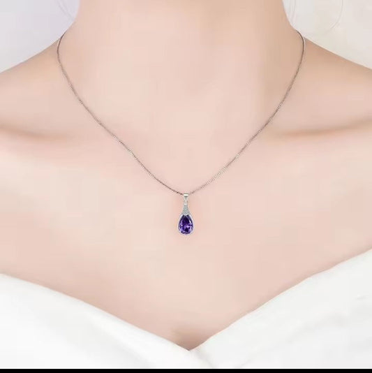 Lavender Sparkle Pear-Cut Necklace