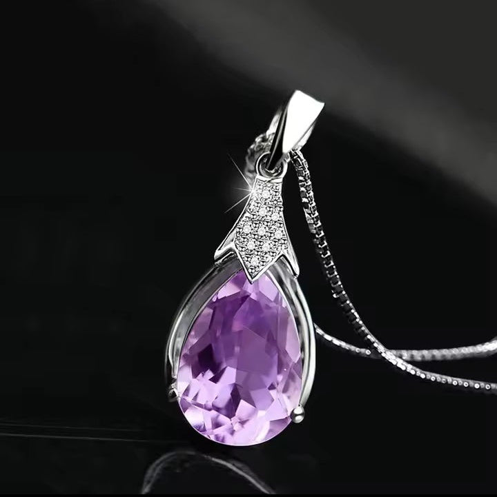 Lavender Sparkle Pear-Cut Necklace