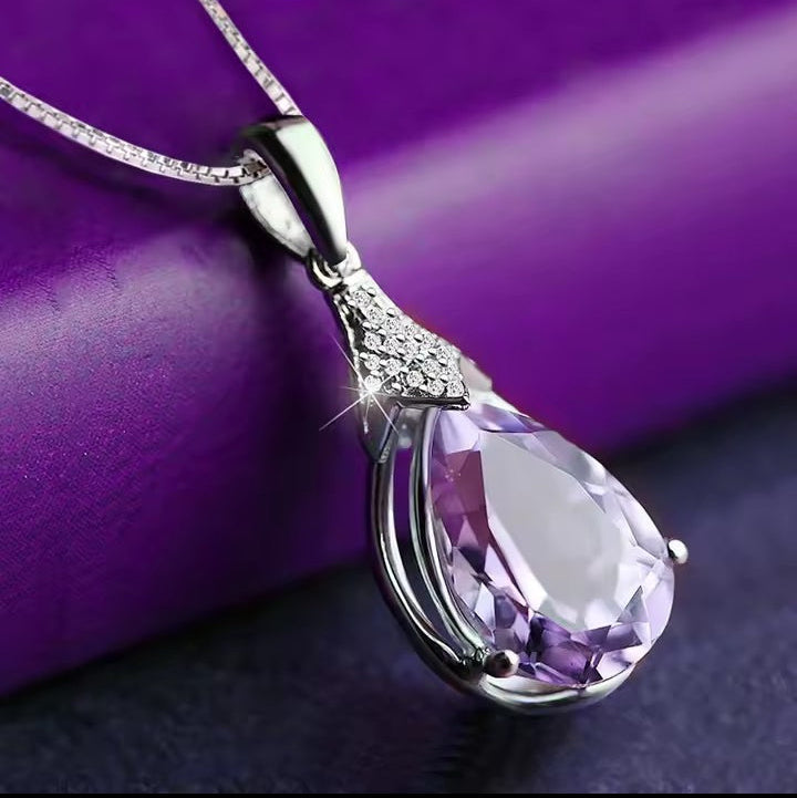 Lavender Sparkle Pear-Cut Necklace