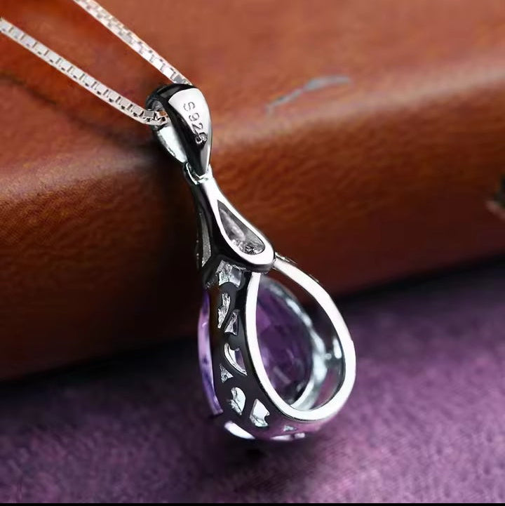 Lavender Sparkle Pear-Cut Necklace