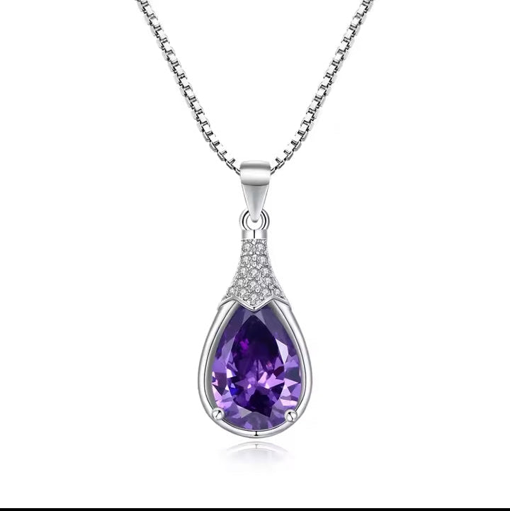 Lavender Sparkle Pear-Cut Necklace