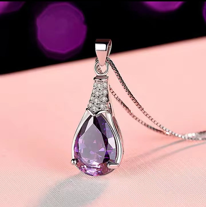 Lavender Sparkle Pear-Cut Necklace