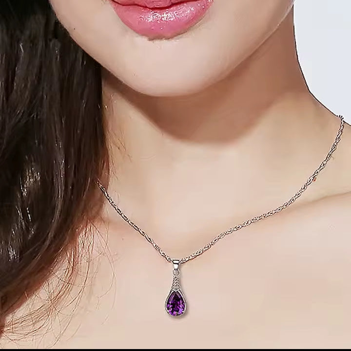 Lavender Sparkle Pear-Cut Necklace