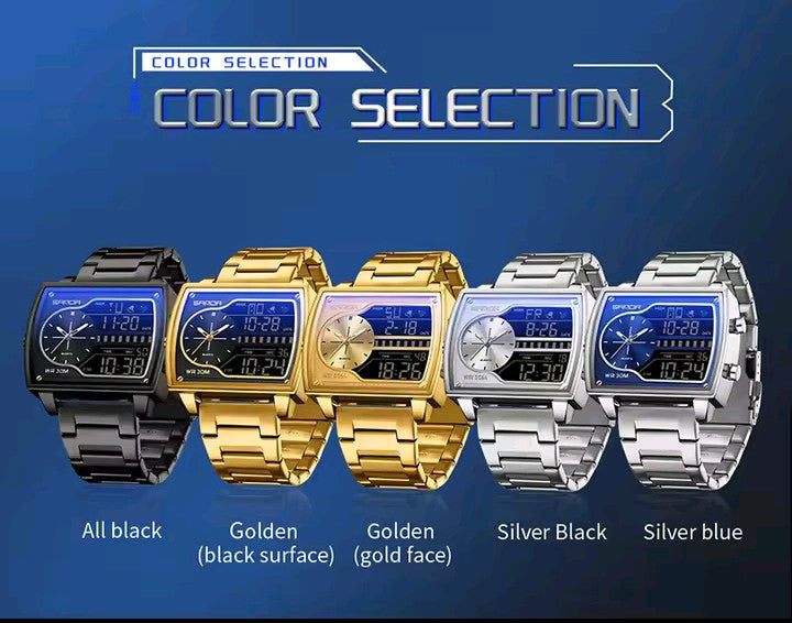 SANDA Cyber-Square Dual Display Watch