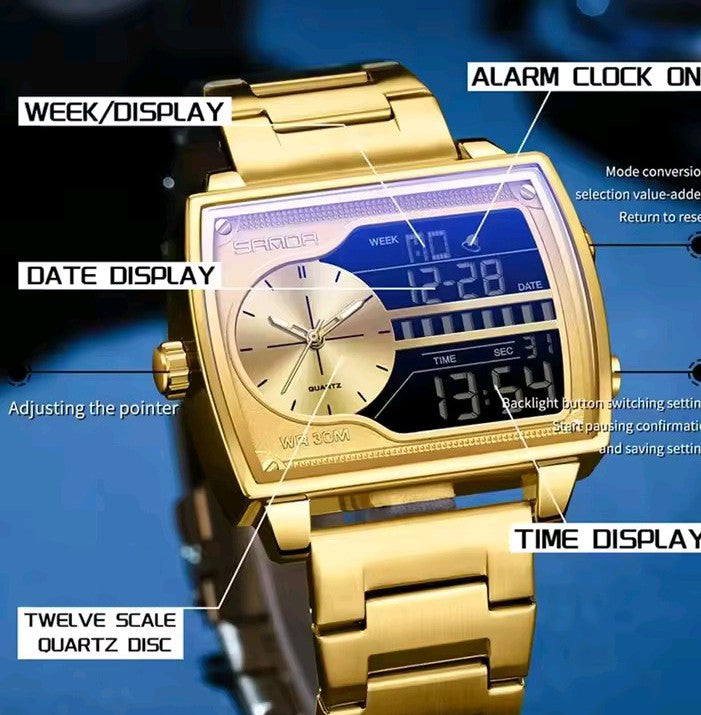 SANDA Cyber-Square Dual Display Watch