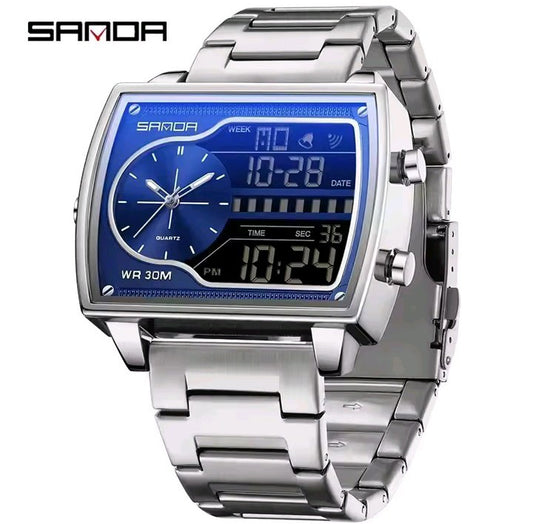 SANDA Cyber-Square Dual Display Watch